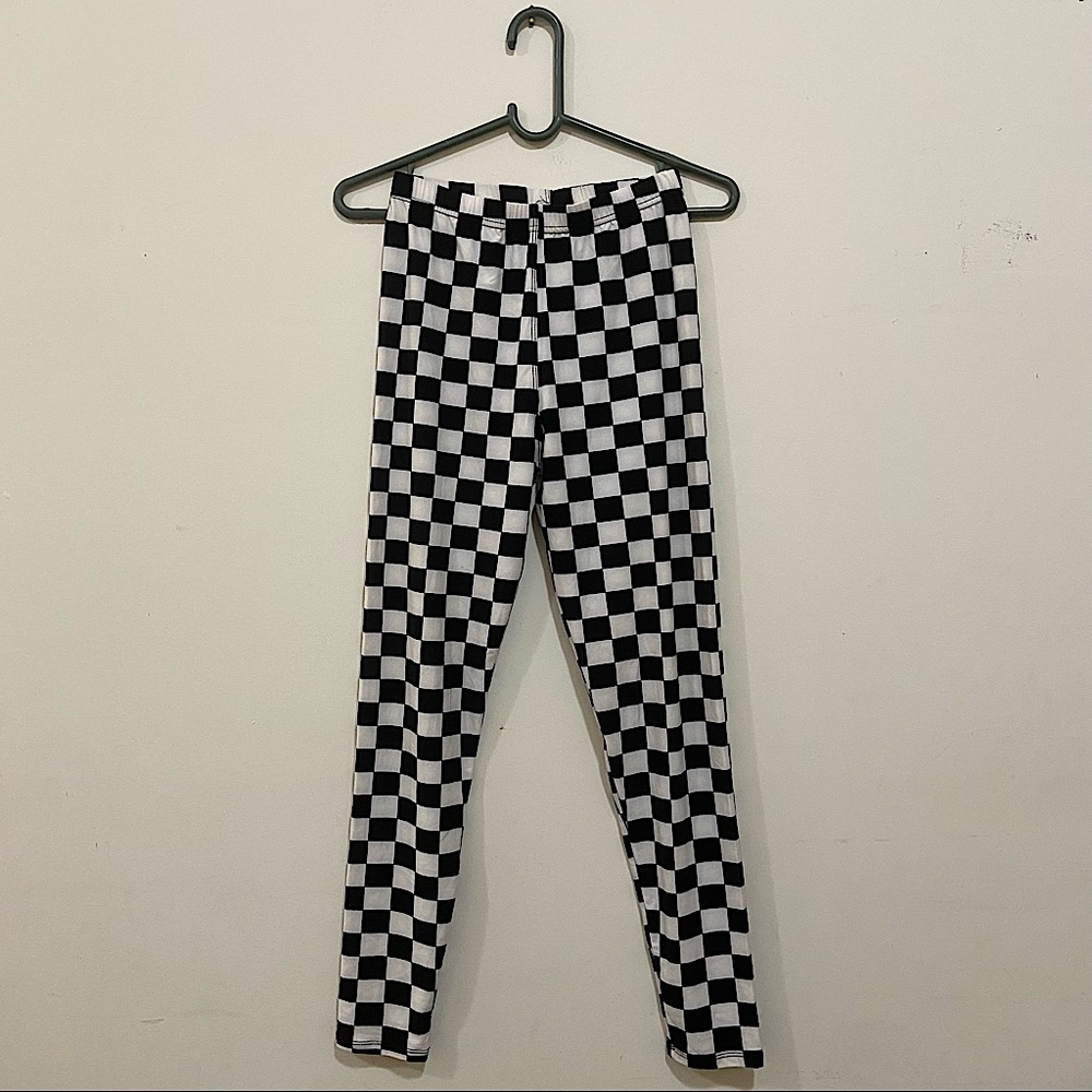 Black & White Checkered High Waist Full Leggings